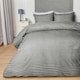 image 1 of OHS Stripe Embossed Soft Cosy Plush Plump Duvet Cover and Pillowcase Bedding Set Black | Black/Off White | Double