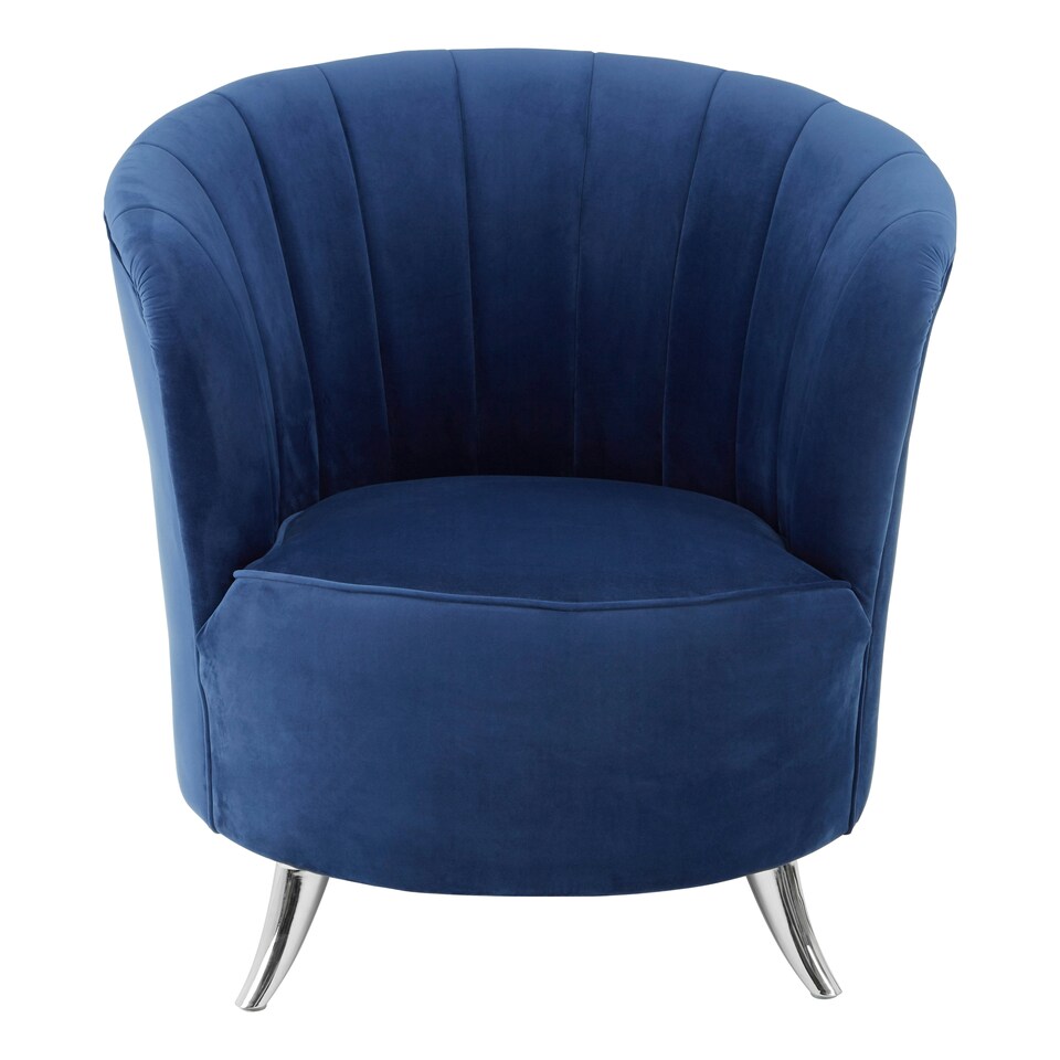 image 1 of Interiors by Premier Blue Tub Chair, Stylish Office Chair, Classy Velvet Chair, Round Velvet Upholstery Chair for Lounge