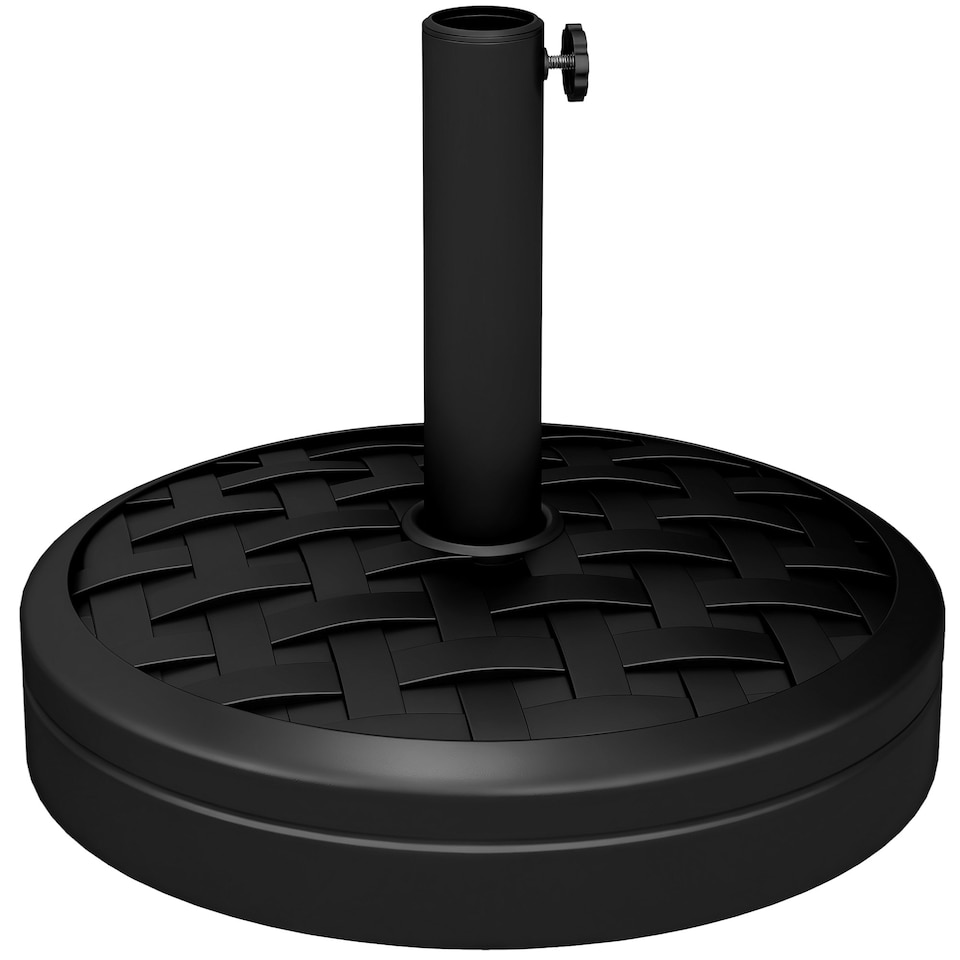 image 1 of Outsunny 18kg Concrete Parasol Base with Rattan Effect Heavy Duty Umbrella Stand | Black | Black