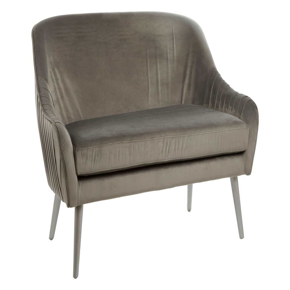 image 1 of Interiors by Premier Grey Velvet Sofa with Silver Wood Legs, Easy to Maintain Velvet Corner Sofa, Stain-Resistant Dinner Sofa