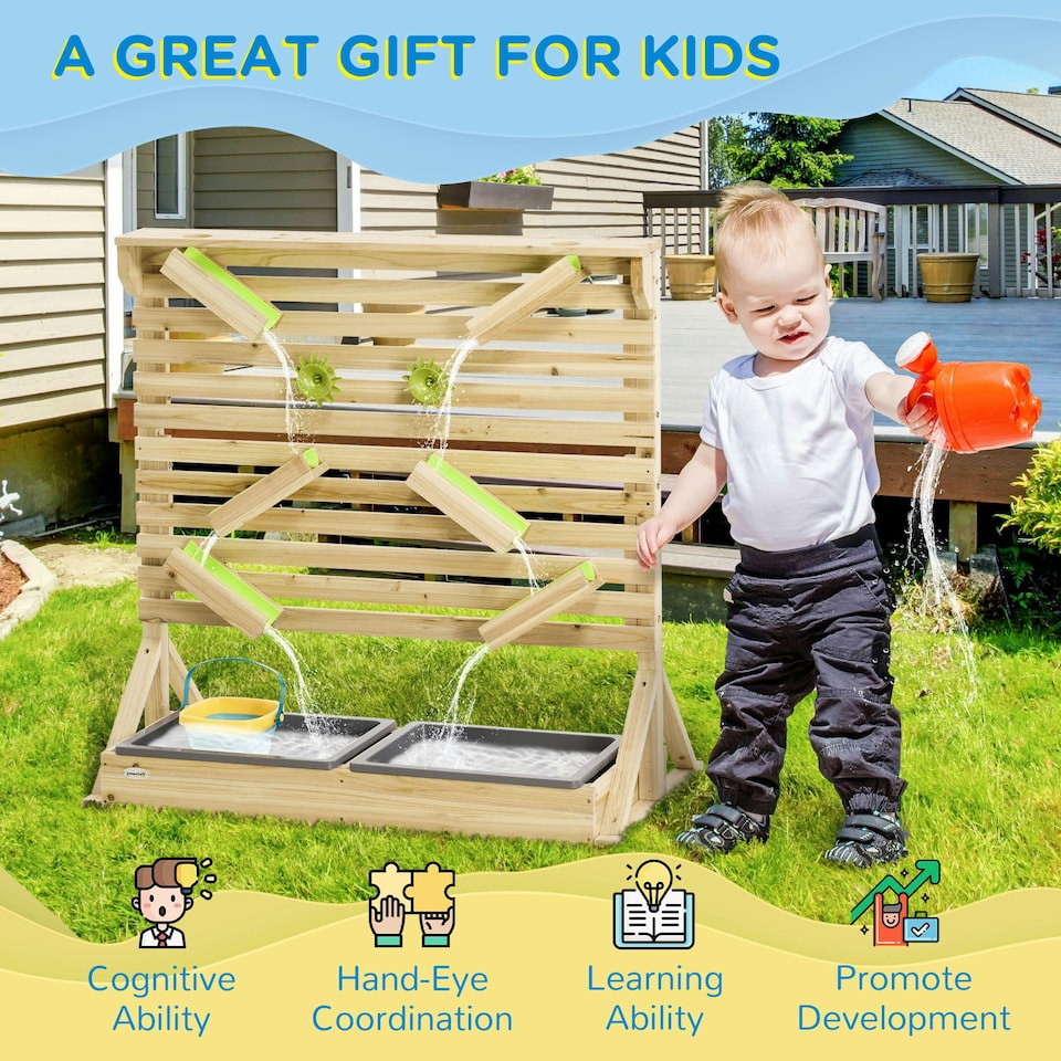 image 1 of Outsunny Kids Running Water Playset w/ Sink Toys, Water Carts, Tracks