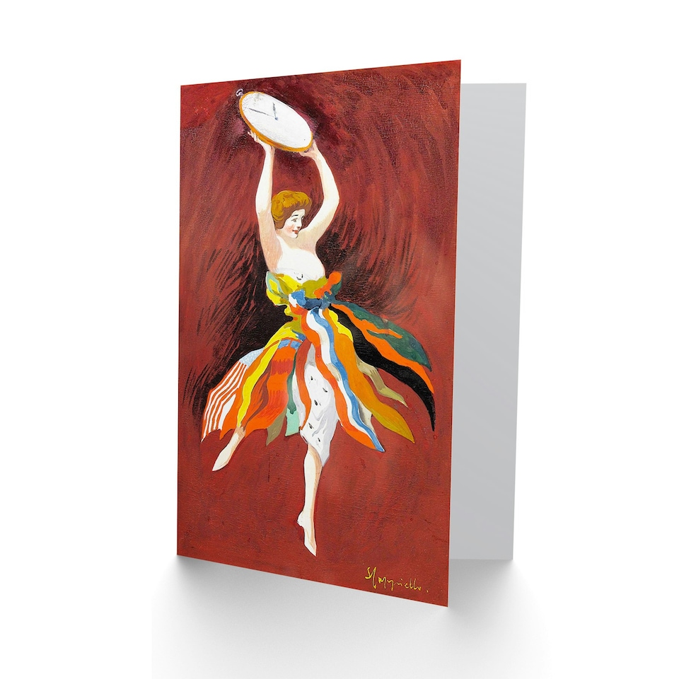 image 1 of Dancing Woman Brandishing Clock Weird Art Card