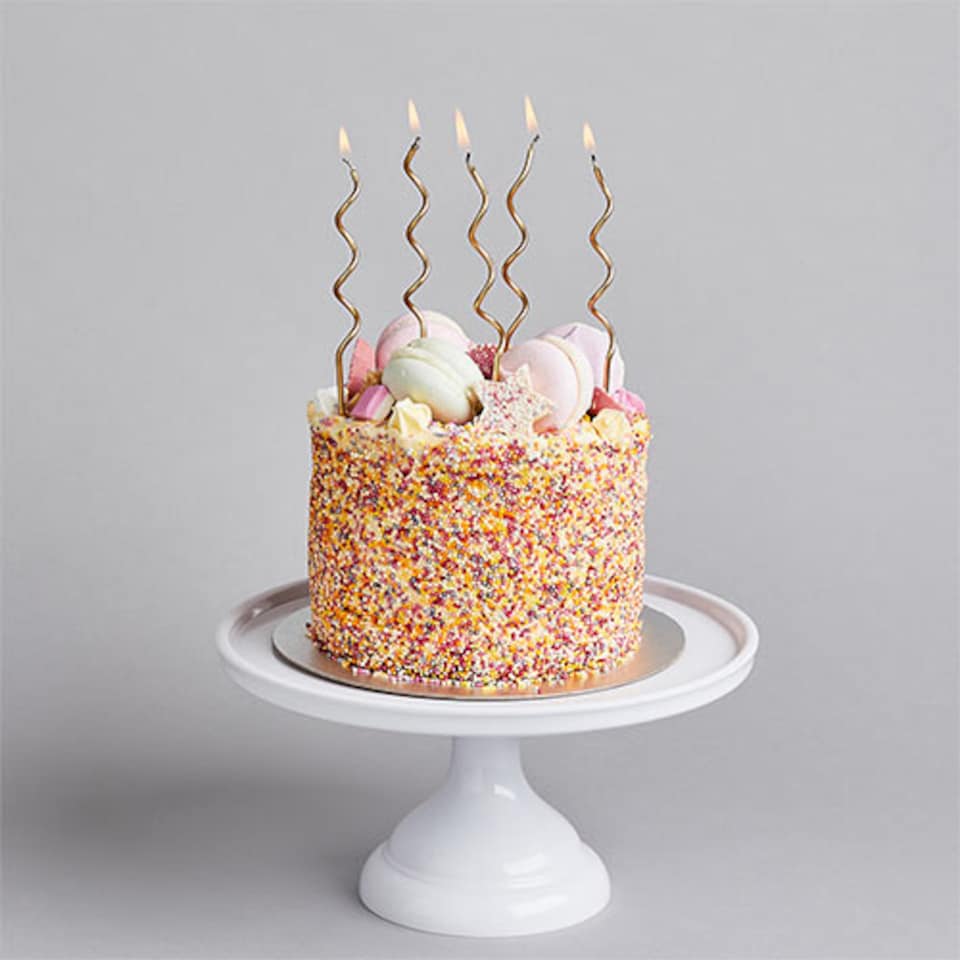image 1 of Gold Curly Birthday Candles with Holders - Pack of 12