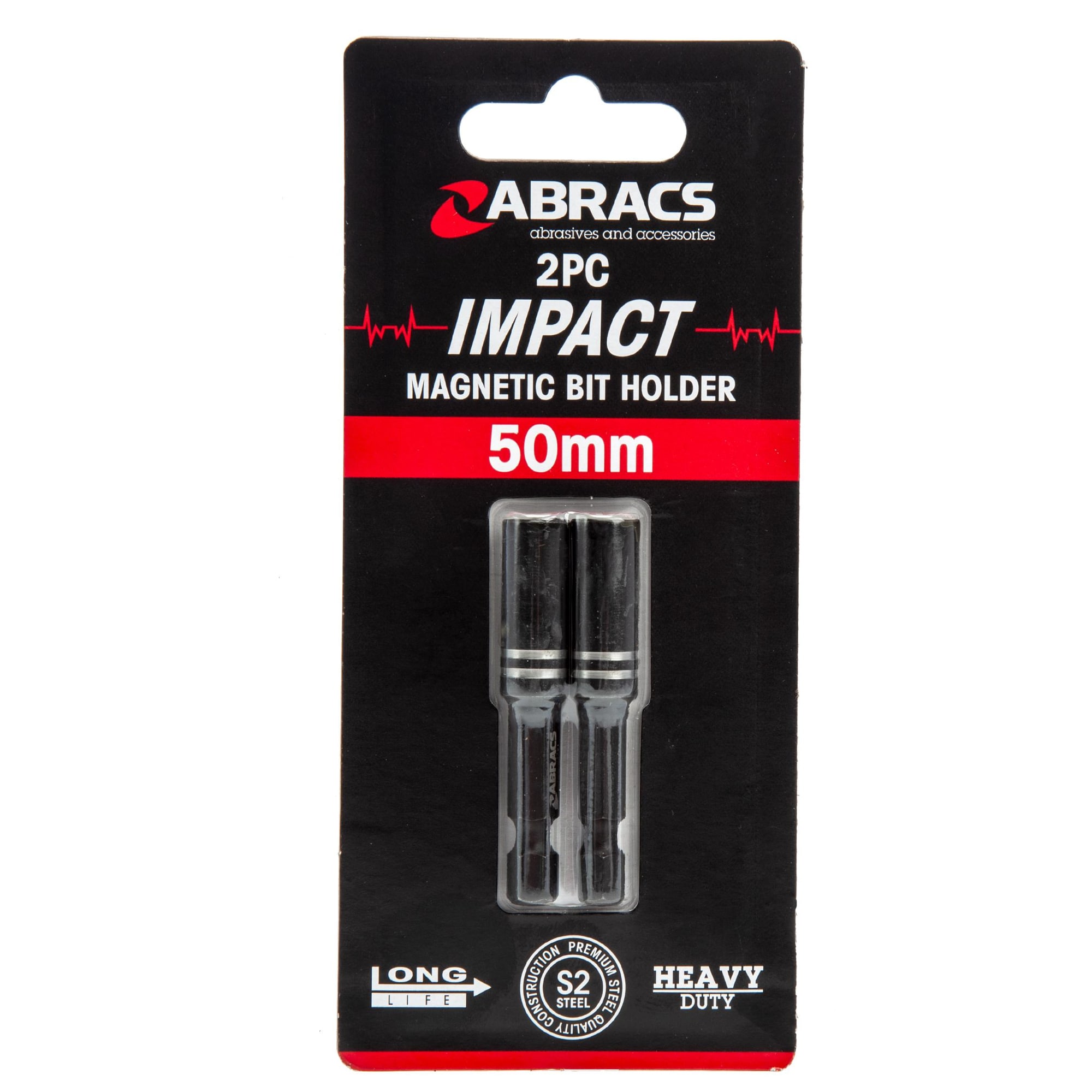 Abracs Expert Impact Magnetic Bit Holder (Pack of 2) Black Black One Size 1