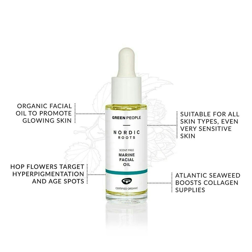 image 1 of Green People Nordic Roots Marine Facial Oil - With Vitamin E, Collagen Boosting - Vegan, Organic & Cruelty Free, 28ml