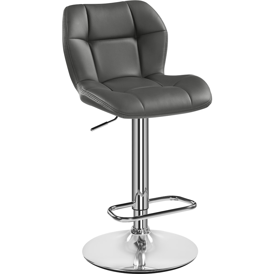 image 1 of Yaheetech Adjustable Faux Leather Bar Stool with Backrest | Grey | One Size