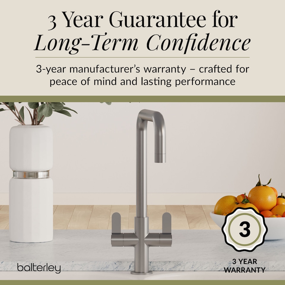 image 1 of Kuma Kitchen Mono Mixer Tap Dual Lever Brushed Nickel 361mm | Silver | Brushed Nickel | 1