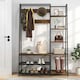 image 6 of COSTWAY 5-in-1 Entryway Bench Industrial Coat Rack with 9 Hooks Brown | One Size