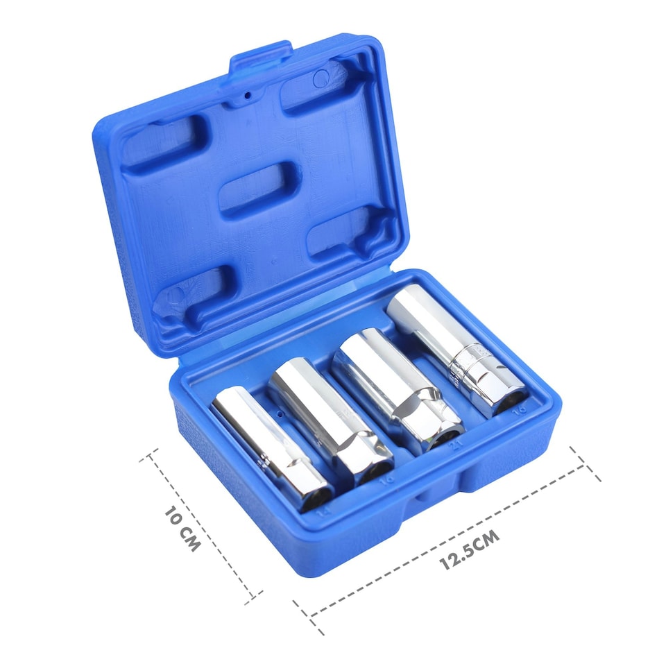 image 1 of Goodyear 4pc Spark Plug Socket Set With Rubber Plug Retention External Hex