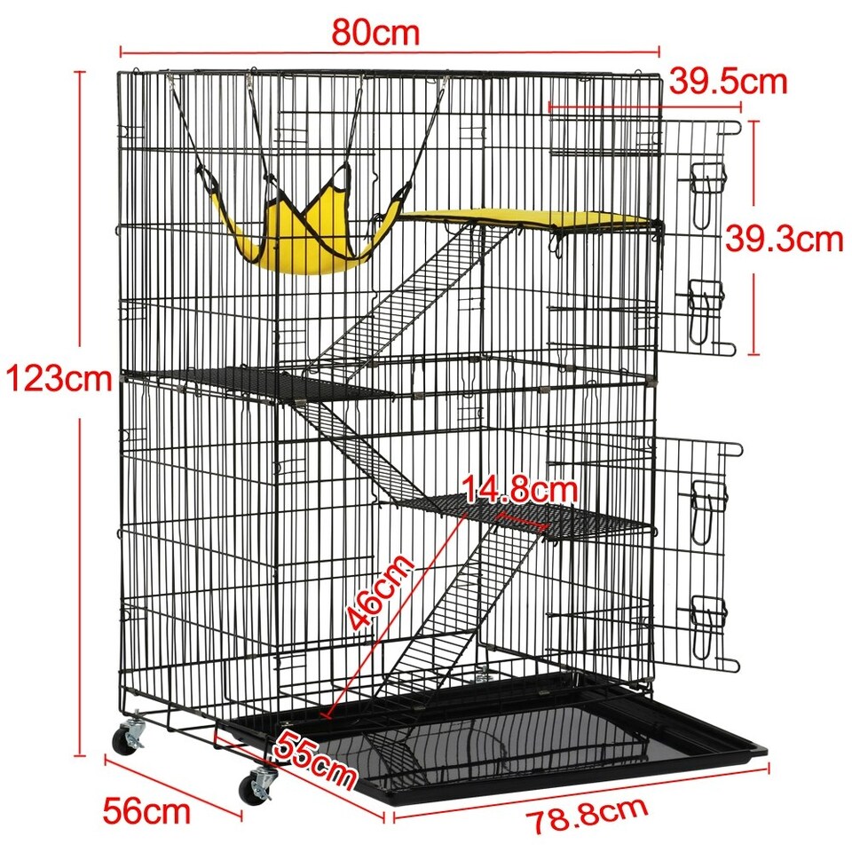image 1 of Yaheetech 123 cm Tall Rolling Cat Cage on Wheels