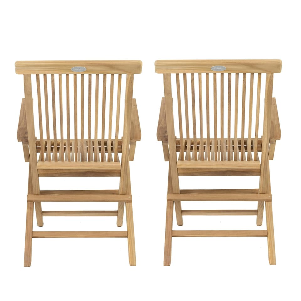 image 1 of Charles Bentley Pair of Solid Wooden Teak Garden Outdoor Folding Arm Chairs