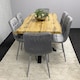 image 4 of Wooden Dining Table with 6 Grey Velvet Chairs, Stylish Dining Room Furniture