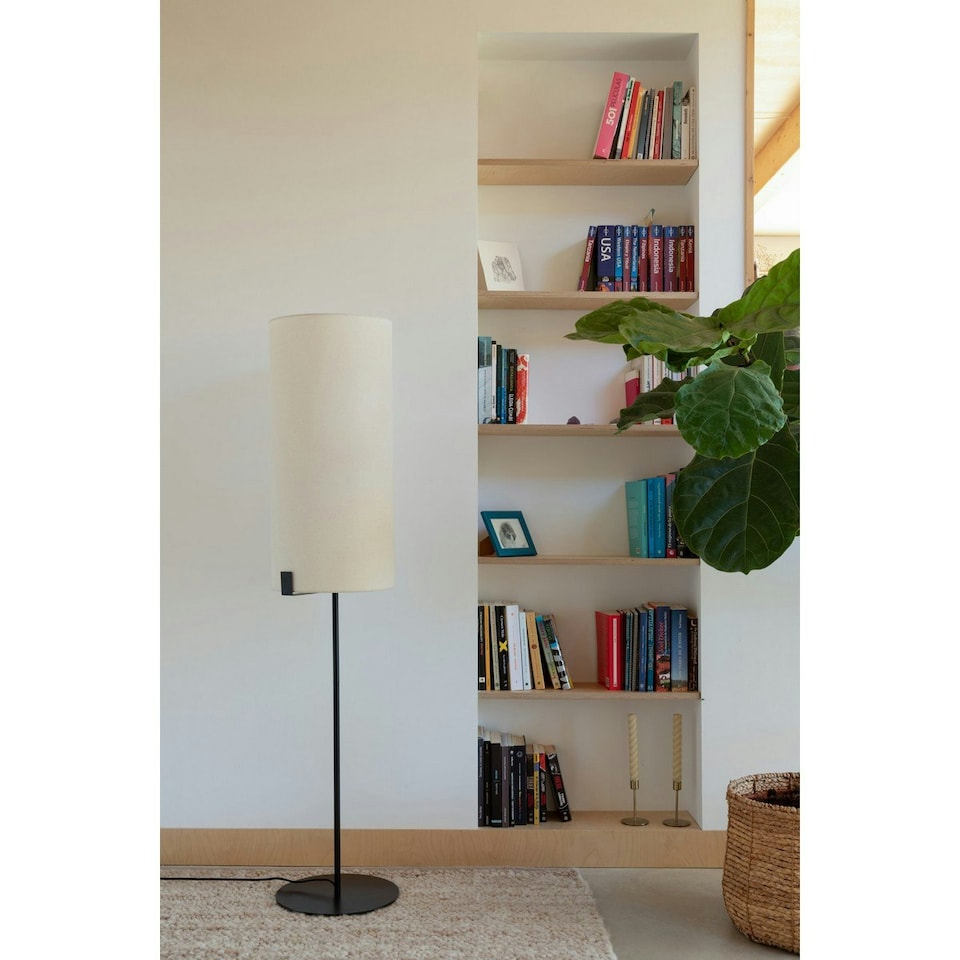 image 1 of Nila Table Lamp With Round Shade Matt Black With Off White Tall Shade