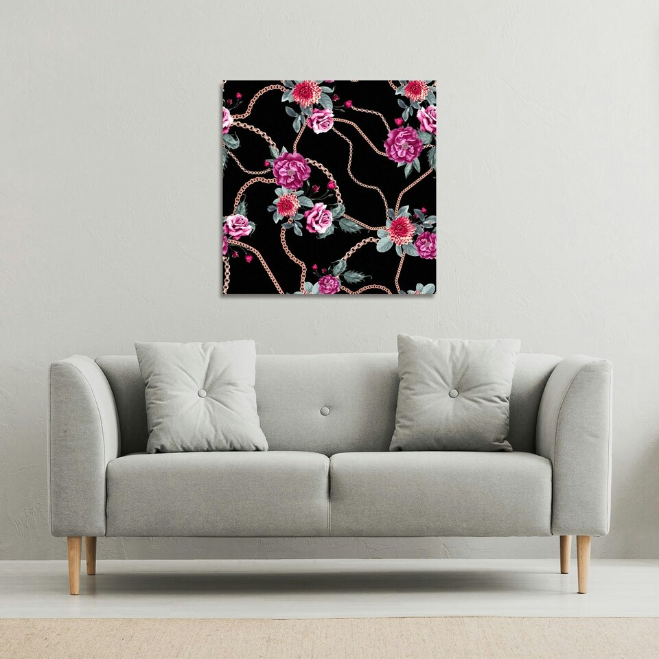 image 1 of Chain and flowers pattern (Canvas Print) 90 x 90 x 4cm