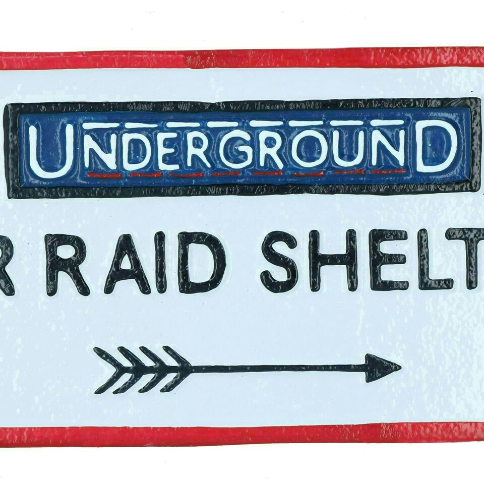 image 1 of Underground Air Raid Shelter Cast Iron Sign Plaque London Wall House Garden