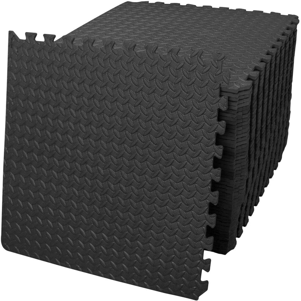 image 1 of 36pcs Black Gym Flooring Puzzle Mat Interlocking EVA Floor Tiles Non slip Rubber Cushion For Home Mat | Black | One Size