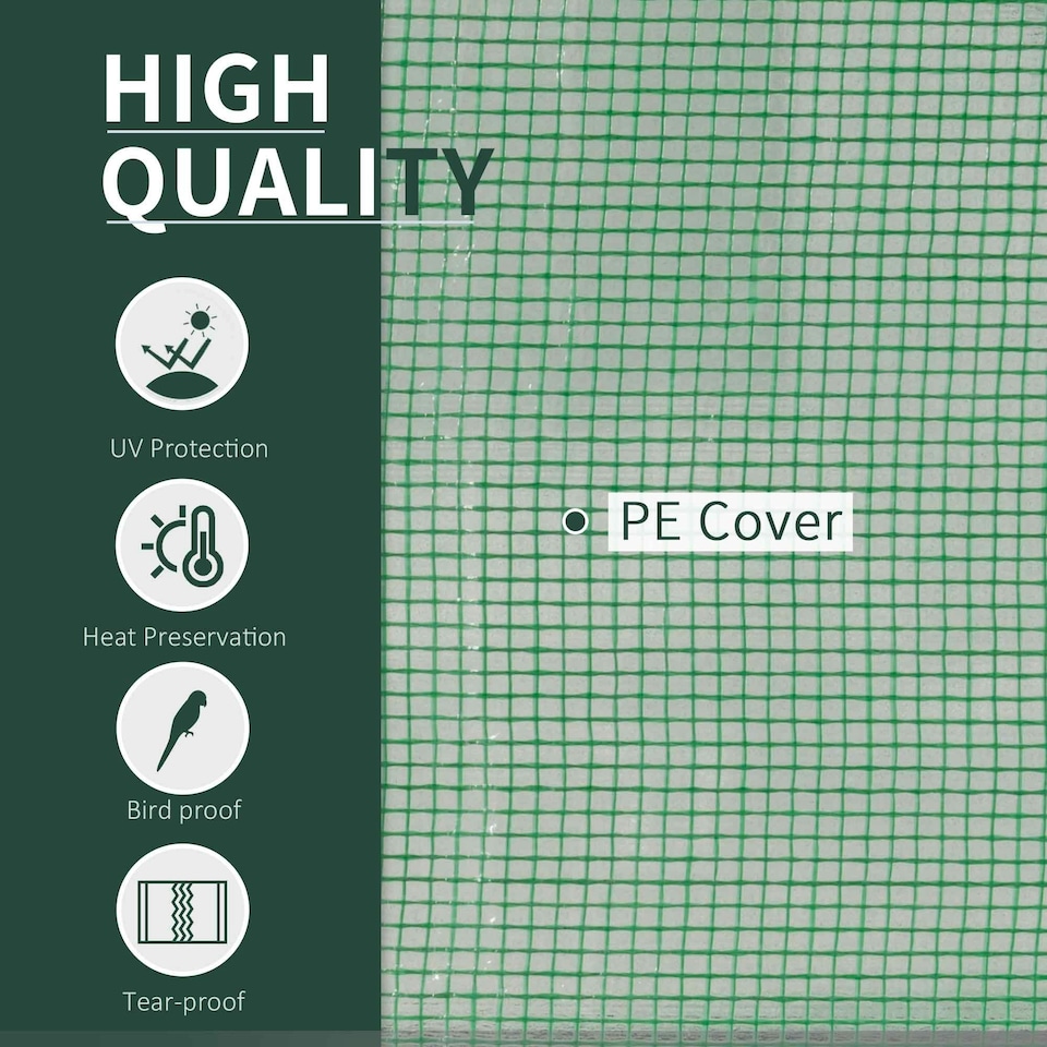 image 1 of Outsunny Tunnel Greenhouse Grow House Steel Frame PE Green 200x100x80 cm