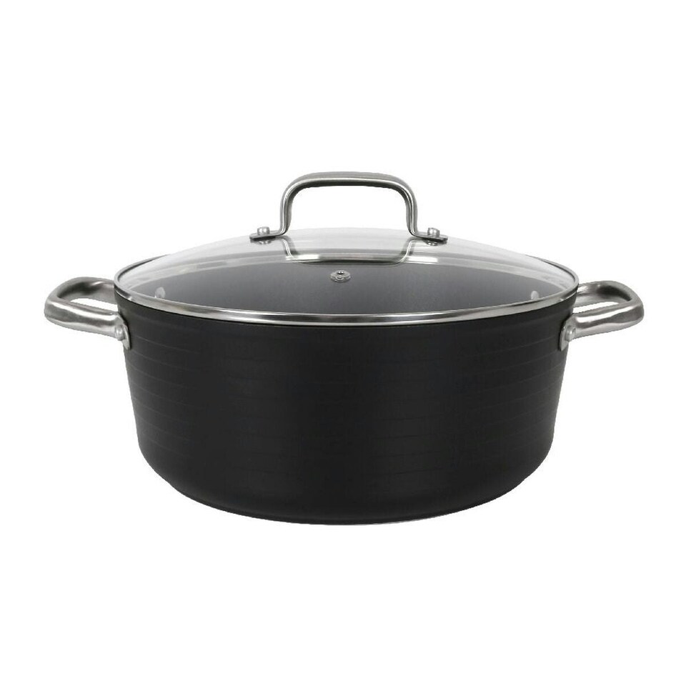 image 1 of Casserole with glass lid Quttin Spiral Ø 28 cm Toughened aluminium (2 Units) N/A