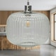 image 4 of First Choice Lighting Set of 2 Batley Large Clear Ribbed Glass Easy Fit Pendant Shades Clear