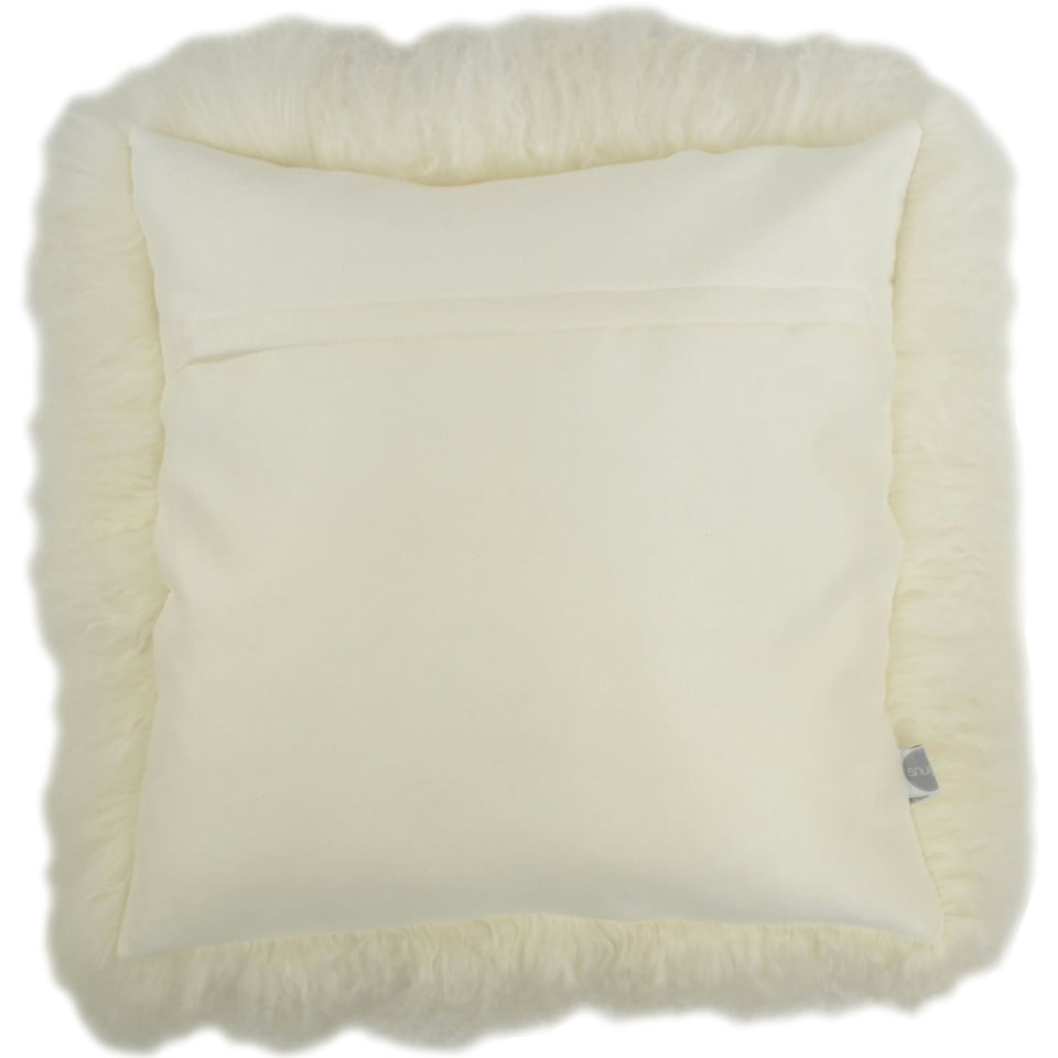 image 1 of SNUGRUGS Mongolian Sheepskin Cushion - Square - 40cm x 40cm White | Ivory | 40cmx40cm