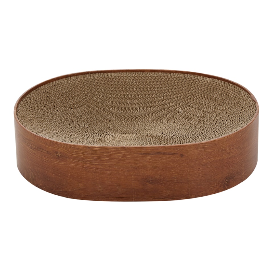 image 1 of Living and Home Oval Cat Scratcher Bed Cardboard Claw Scratching Board for Cats | Brown