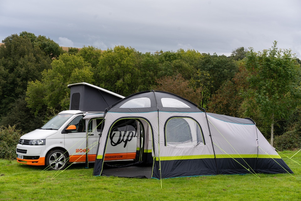 image 1 of OLPRO Hive Campervan Awning (Fibreglass Poles) - with Sleeping Pod