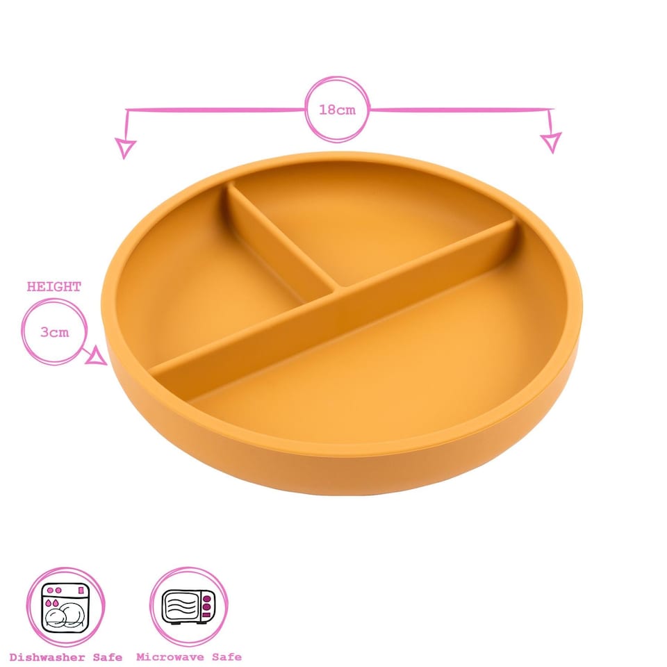 image 1 of Tiny Dining Baby Silicone Suction Plate, Fork & Spoon Set - Ochre