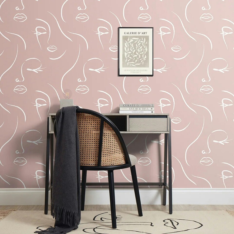 image 1 of Belle Wallpaper in Blush Pink Multi