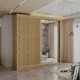 image 2 of Modern Vertical Panelled Sliding Wardrobe 150cm | White/Black/Grey/Oak 2-Door Bedroom Storage Brown | (Oak Strip) 150cm