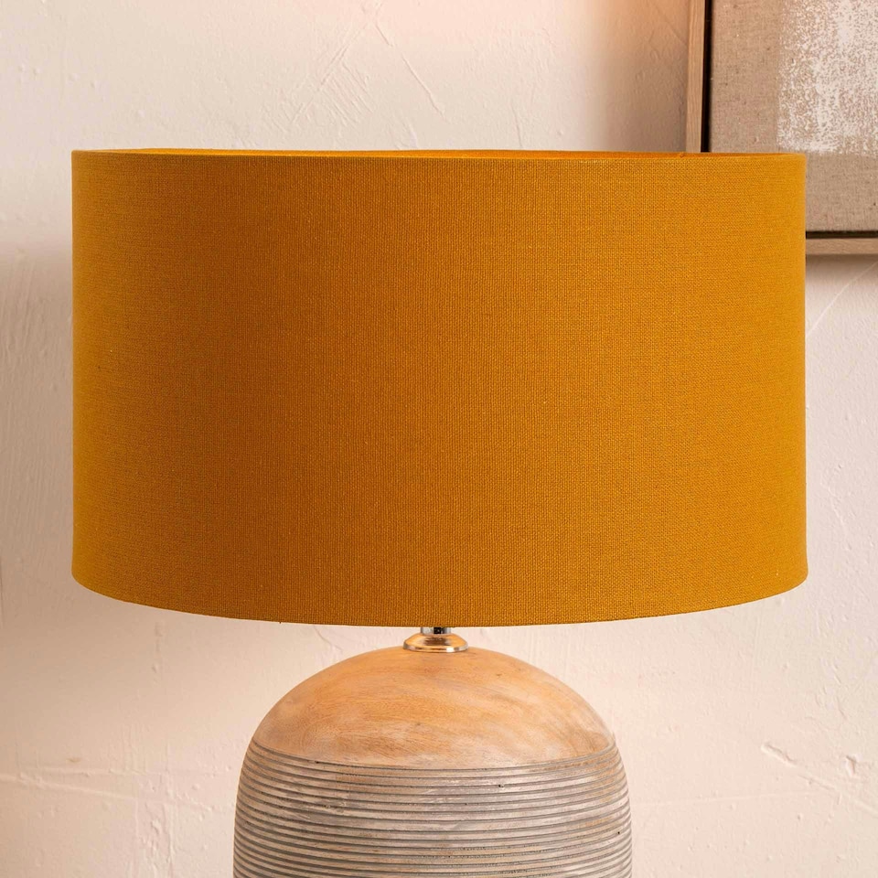 image 1 of 40cm Mustard Yellow Table Lampshade Drum Floor Lamp Shade