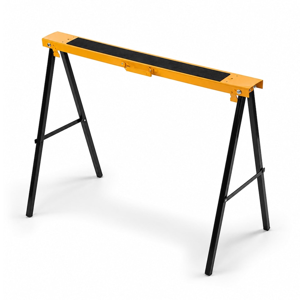 image 1 of 2x Saw DIY Garage Work Bench Carpentry Building Trestles Load 100KG | Yellow