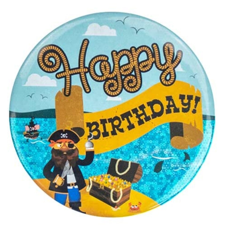 Pirate Party Happy Birthday Jumbo Badge 15cm