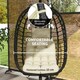 image 4 of Outsunny Rattan Hanging Egg Chair w/ Stand, Cushion, Headrest 