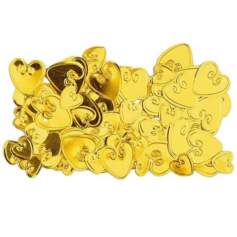 image 1 of Amscan Embossed Metallic Hearts Confetti - Gold - One Size