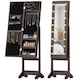 image 1 of HOMCOM Freestanding Mirror Jewelry Cabinet with LED Lights, Jewellery Organiser with 3 Angle Adjustable, Full-Length Mirror with Storage for Earrings, Necklaces, Rings and Lipsticks, Dark Brown | Brown | Dark Brown