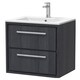 image 1 of Balterley Longnor 2 Drawer Wall Hung Vanity Unit with 1 Tap Hole Minimalist Basin, Woodgrain Graphite Grey, 600mm