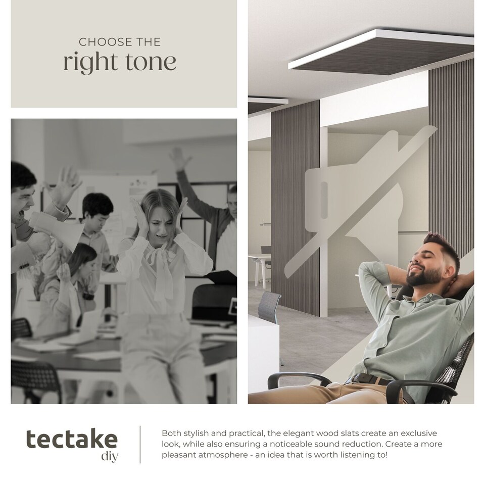 image 1 of Acoustic Wall Panels with Wood Veneer Slats, Thick Felt and Easy to Install | Grey | light gray oak | 120 x 60 x 120 cm | 4