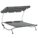 image 1 of Outsunny Garden Double Hammock Sun Lounger Day Bed Canopy W/ Stand & 2 Pillows