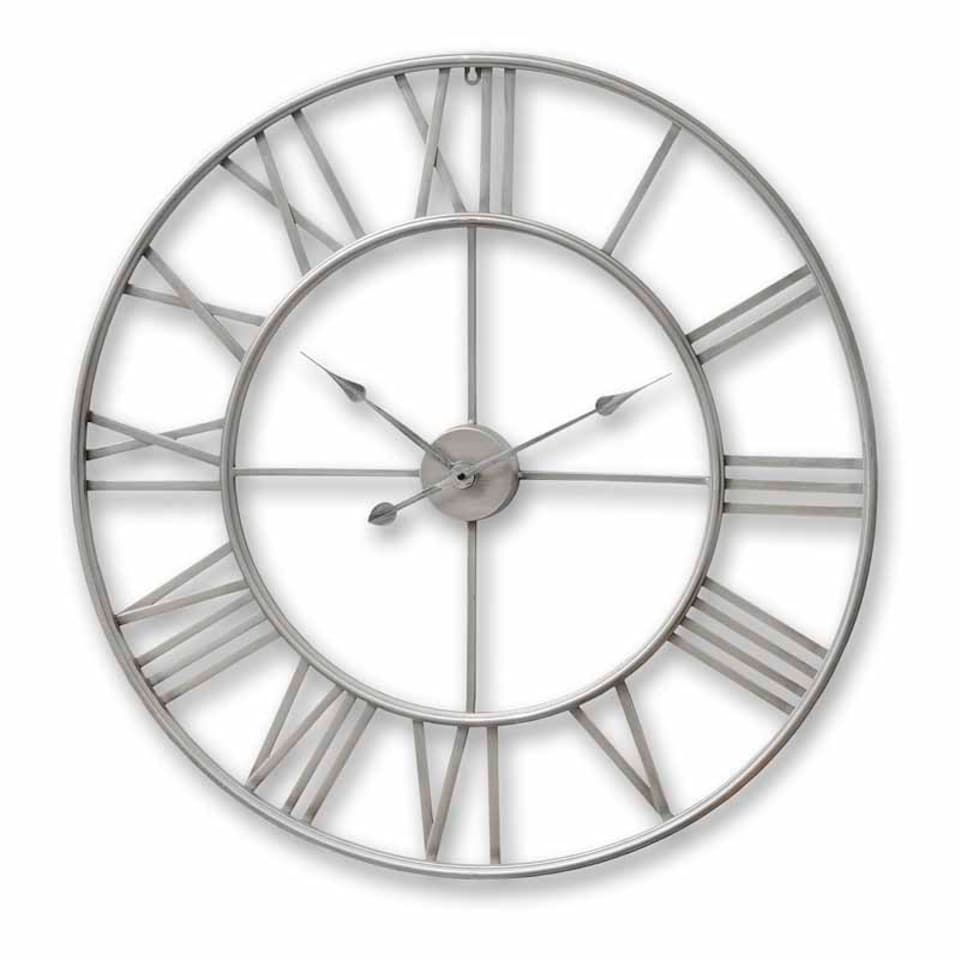 image 1 of Large Skeleton Wall Clock - Metal - L4 x W80 x H80 cm - Silver | Silver