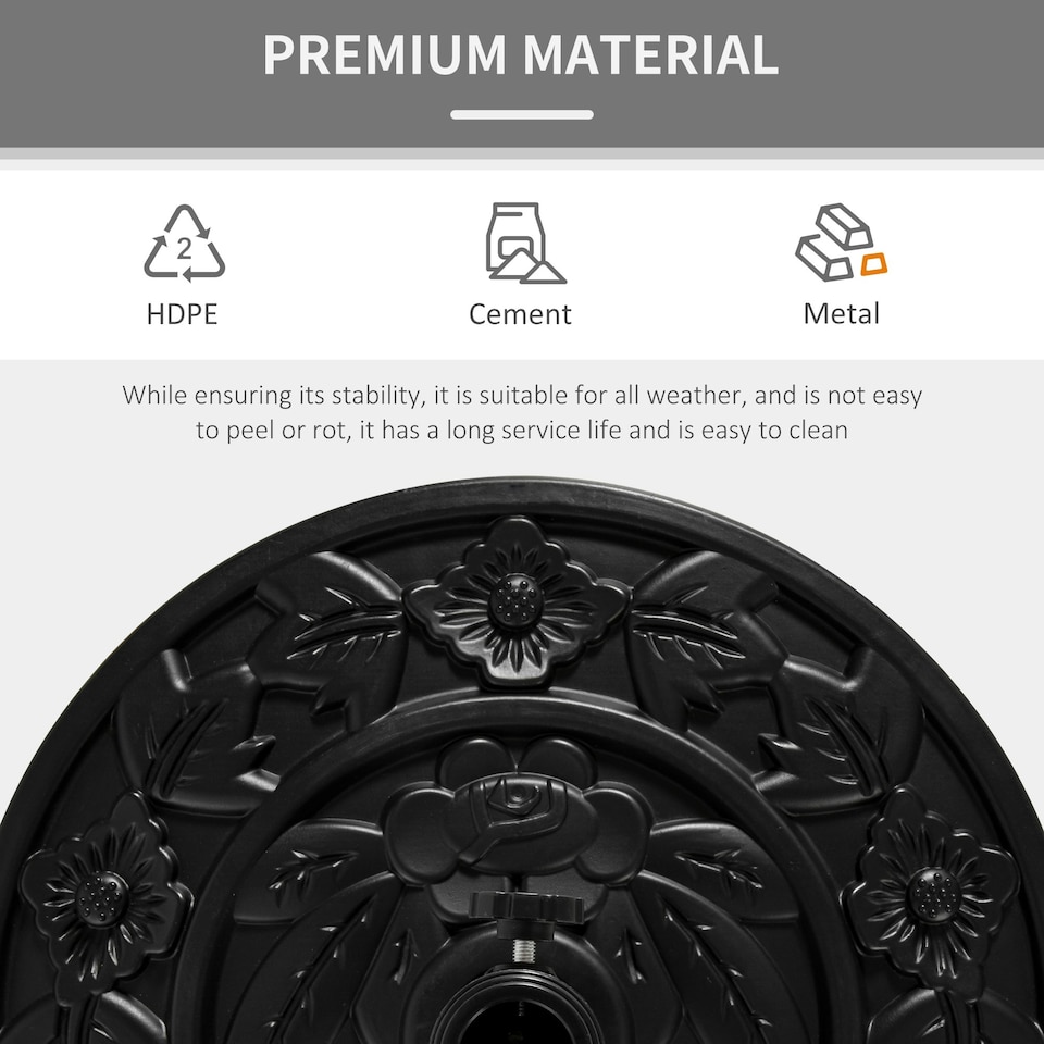 image 1 of Outsunny 9kg Half Round Parasol Base Heavy Duty Weighted Umbrella Holder Stand
