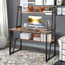 3 Tier Industrial Writing Desk Rustic Brown Brown