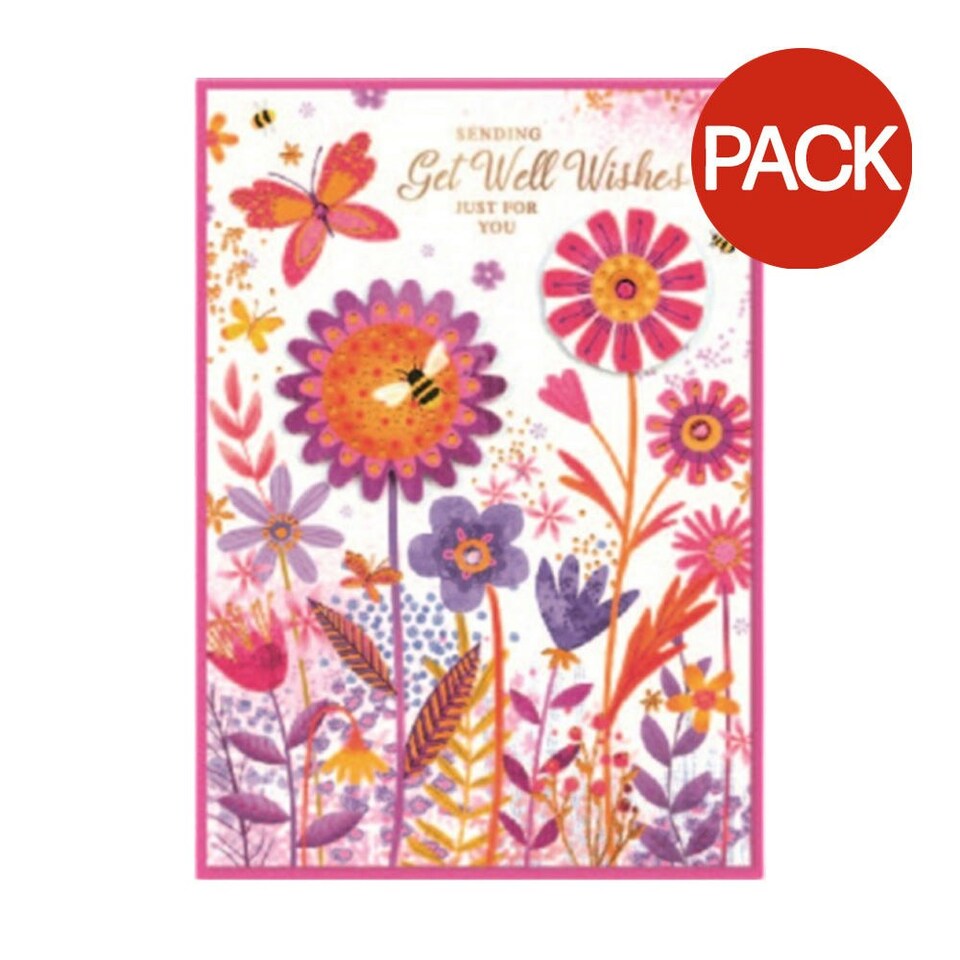 Simon Elvin Isabel Garden Get Well Wishes Greetings Card (Pack of 6) - Multicoloured - One Size