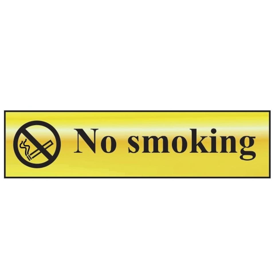 Scan No Smoking - Polished Brass Effect 200 X 50mm - Polished Brass - 200 x 50mm