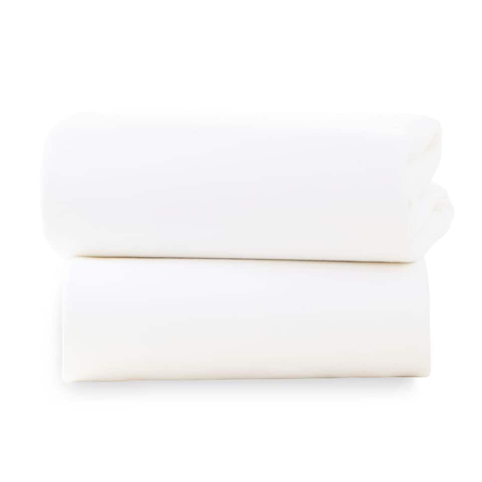 image 1 of Clair de Lune 2 Pack Cot Bed Sheets - White
