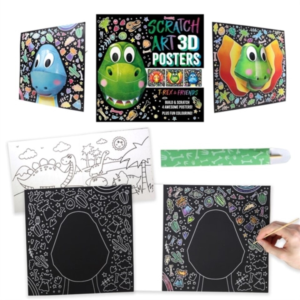 Scratch Art 3d Posters: T-rex & Friends