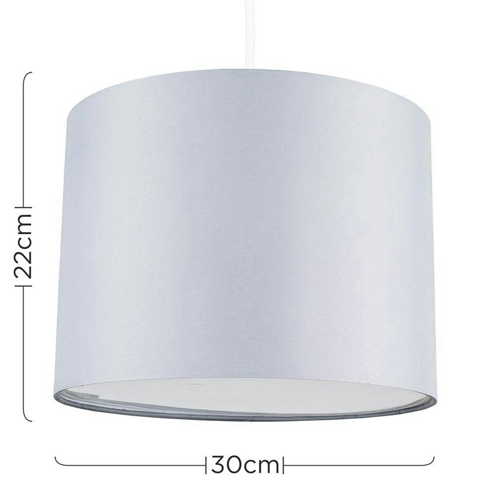 image 1 of ValueLights 3 Pack Modern Grey Drum Pendant Ceiling Light Shades With Diffusers