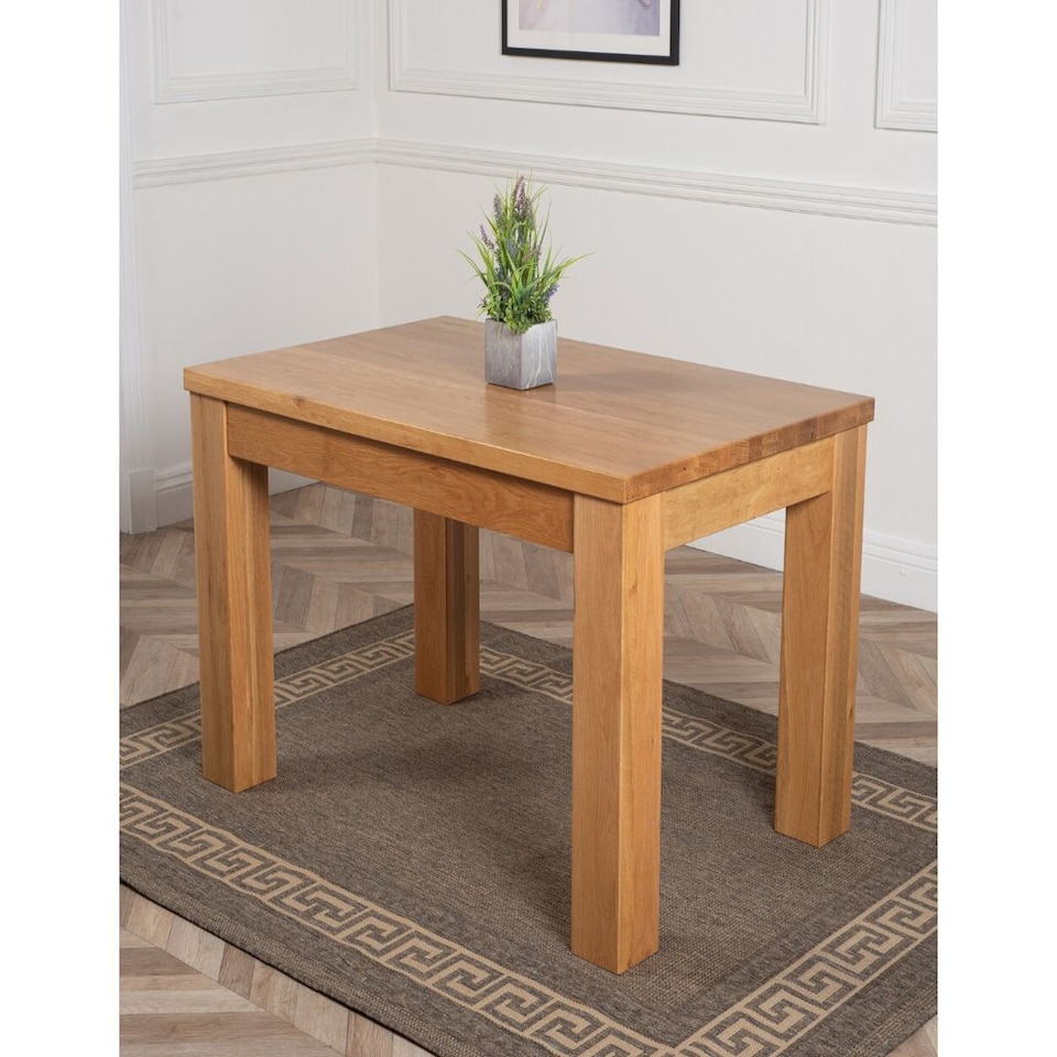image 1 of Dakot 127cm Chunky Small Solid Oak Dining Table | Brown | Light Oak