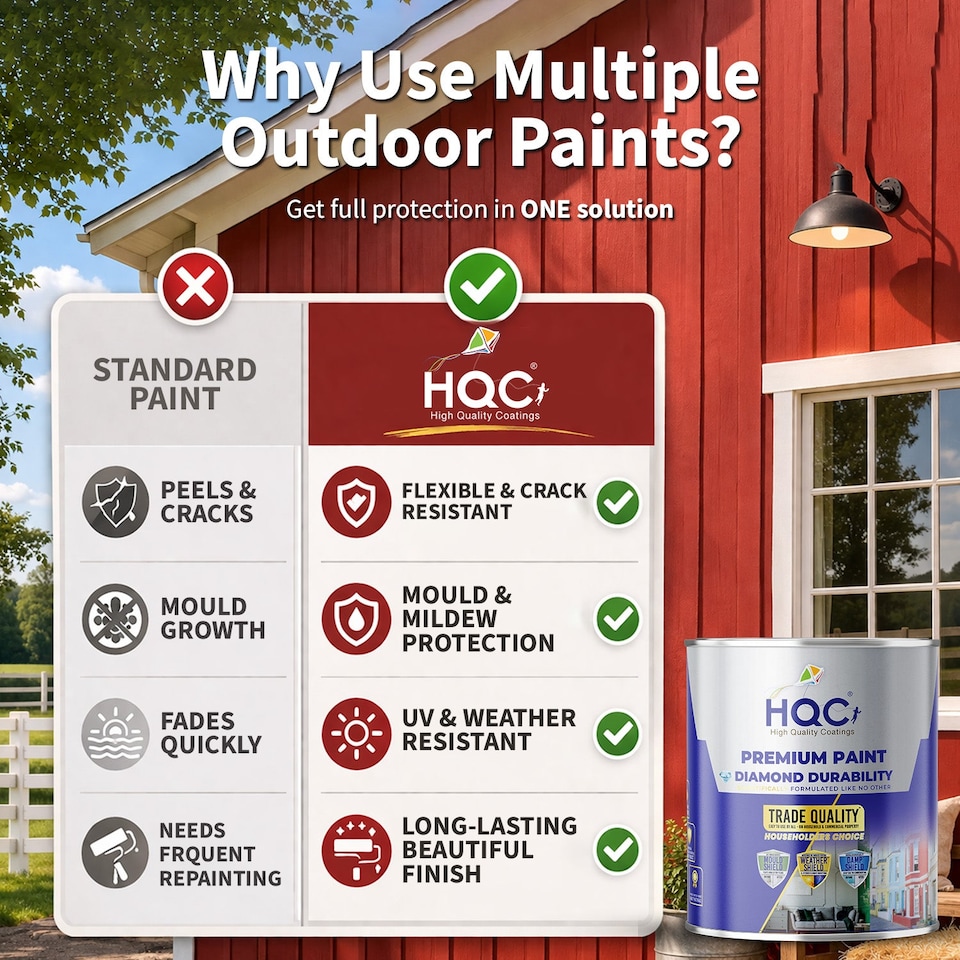 image 1 of HQC Barn Paint - Long-lasting Barn, Shed, Fence And All Other Wood Protection - Black - 1L