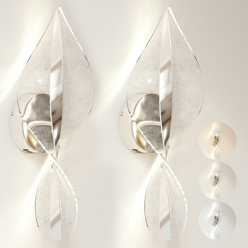 image 1 of HOMCOM Led Wall Lamp 2 Pack, Modern Indoor Spiral Wall Light, Silver