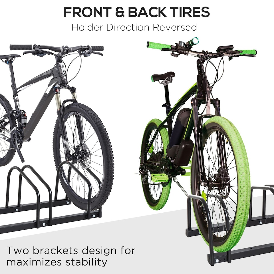 image 1 of HOMCOM Bike Parking Rack Bicycle Locking Storage Stand for 6 Cycling Black